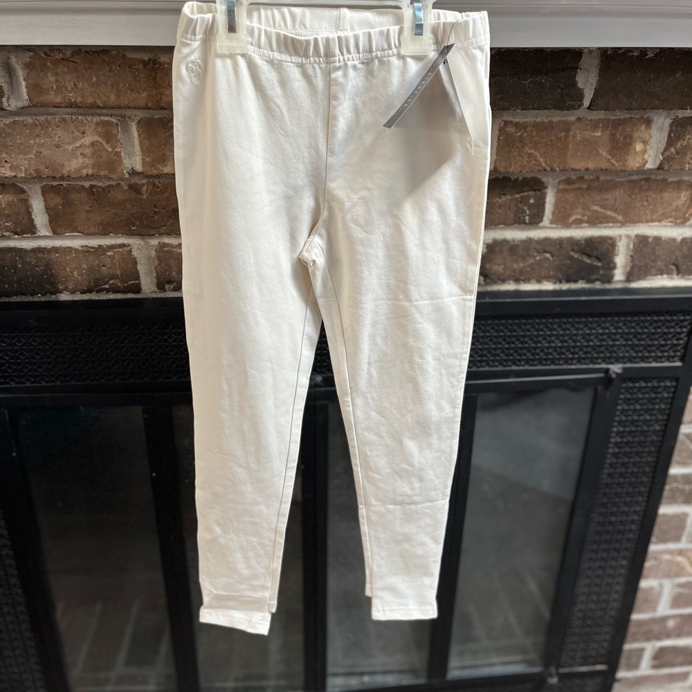 Polo Ralph Lauren’s off white girls leggings with bow accent size 8-10 nwt